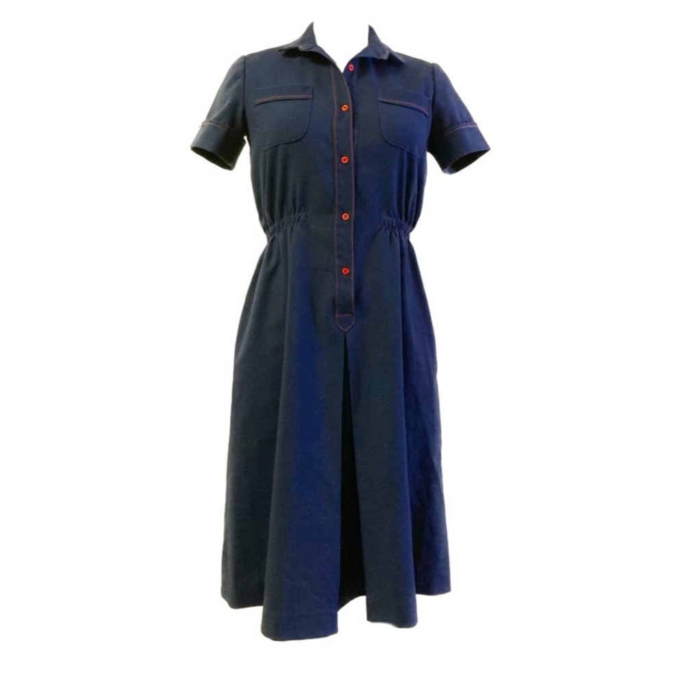 Navy Sailor Dress with Red Accents